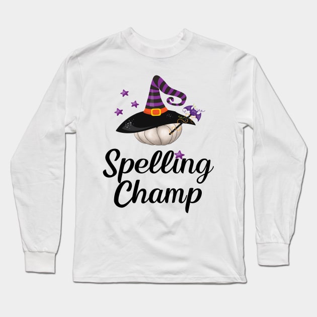 Halloween Witch Tshirt Funny Spelling Champ Costume Long Sleeve T-Shirt by InnerMagic